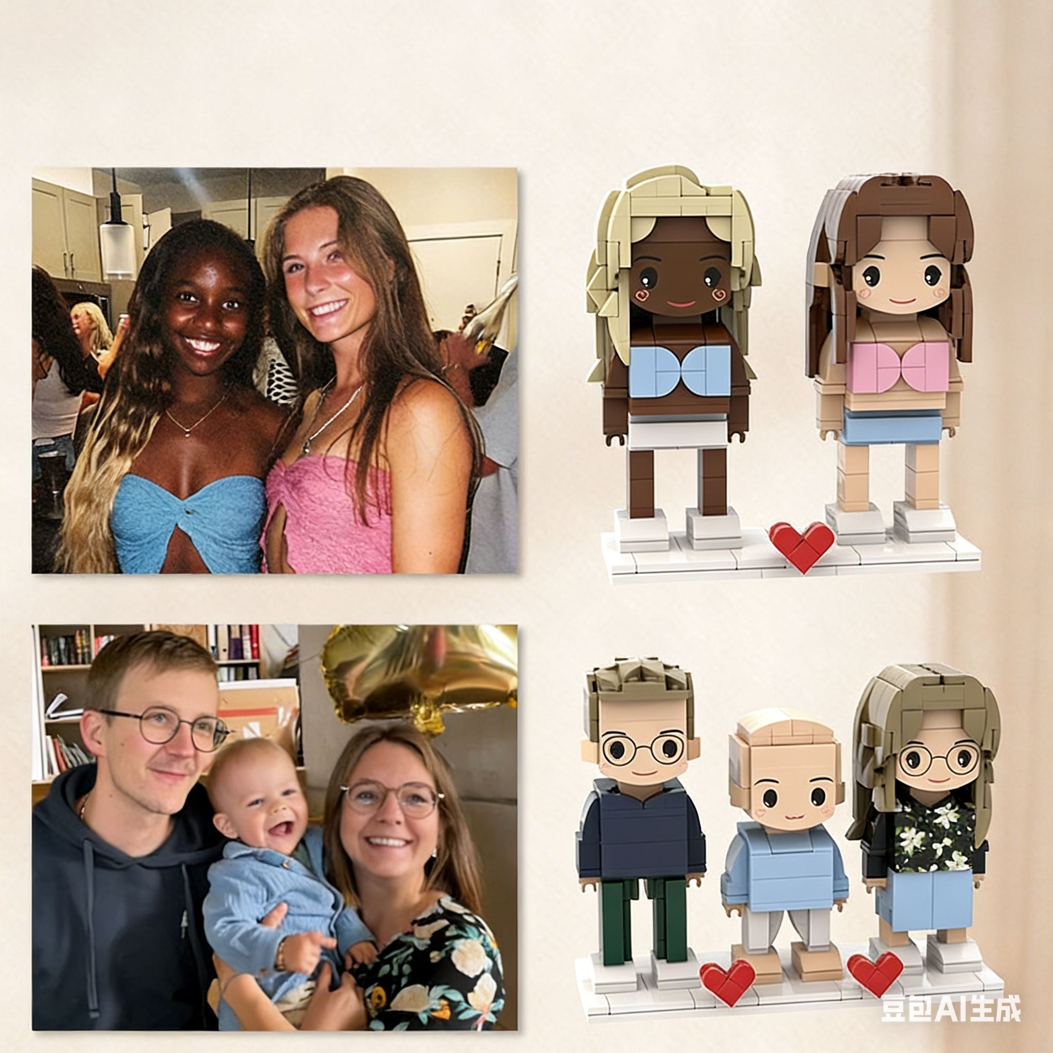 Custom Photo Building Block Couple Turn Your Photo into a Block Figure Gift