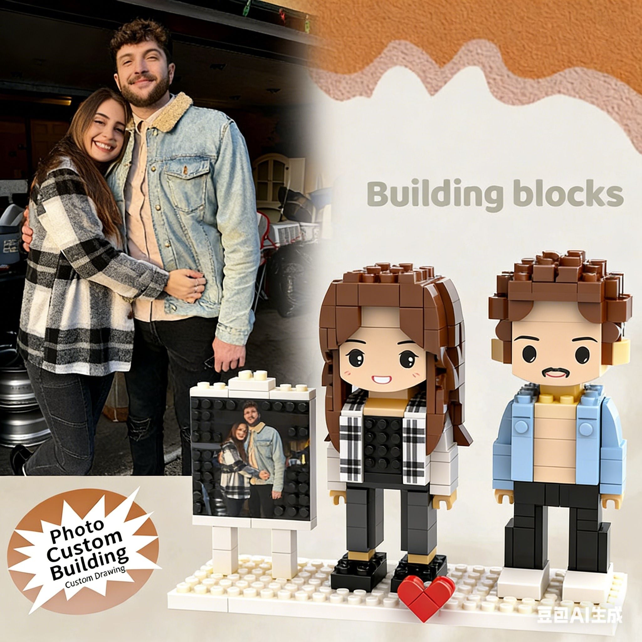Custom Photo Building Block Couple Turn Your Photo into a Block Figure Gift